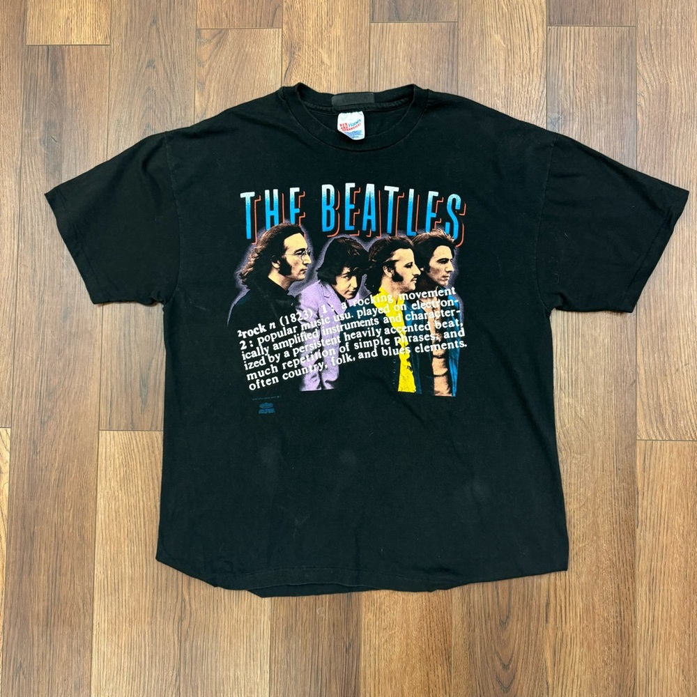 Vintage 1991 Beatles Apple Double Sided Black Single Stitch T Shirt - XL